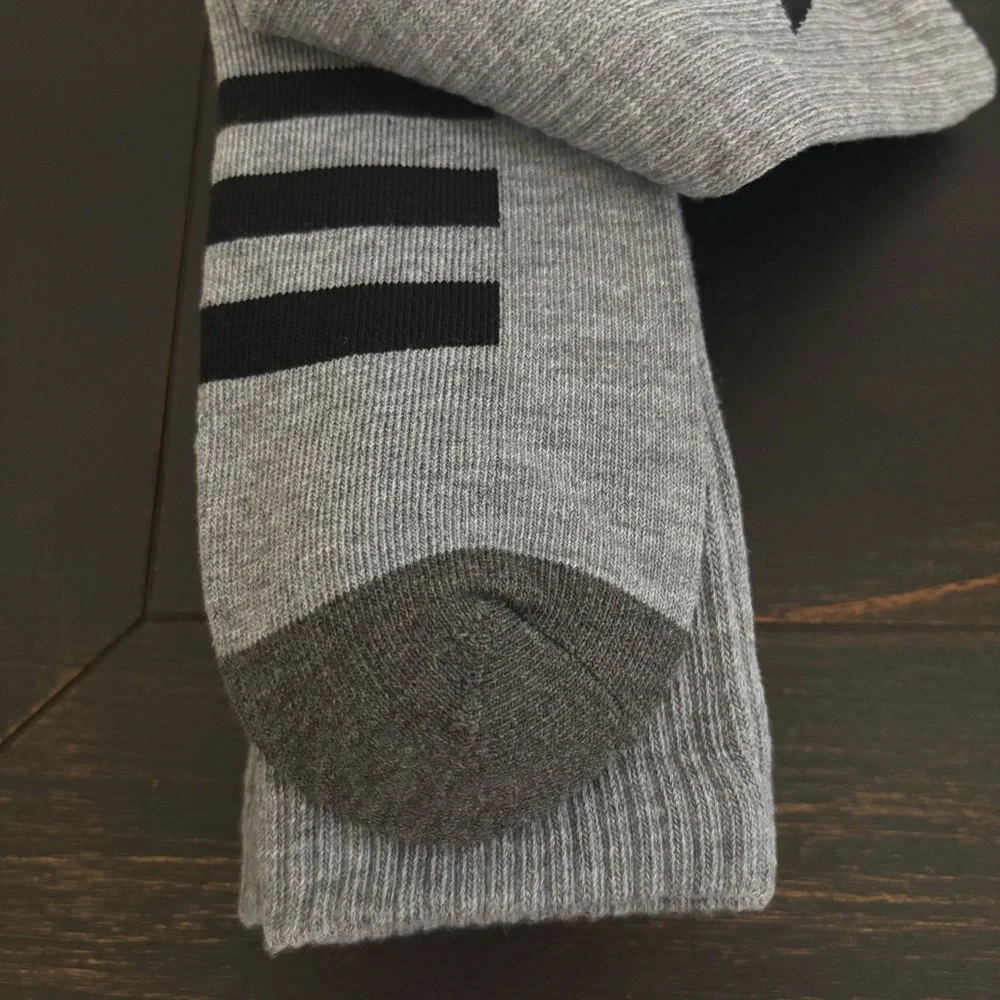 Adidas Men’s Cushioned 3 Pair Heather Grey‎ Crew Socks NEW